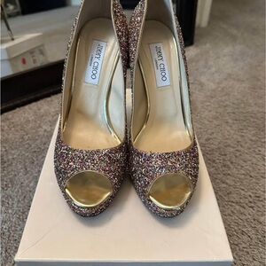 Jimmy Choo Sparkling Peep Toe Heels